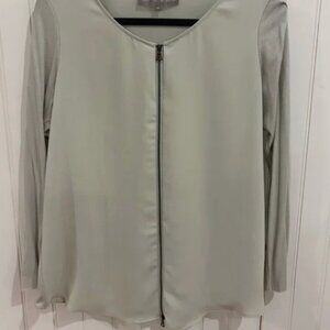 Lola & Sophie long-sleeve pale green blouse with a zip front